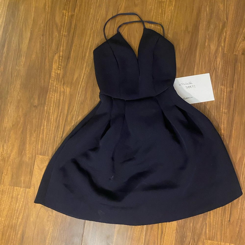 Windsor Blue Pleated Sundress with Plunge Neckline